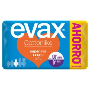 Compresas Con Alas Cottonlike Super Evax 24 Uds