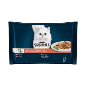 Comida Húmeda Gatos Filetes En Gelatina Gourmet Perle Pack 4X85G