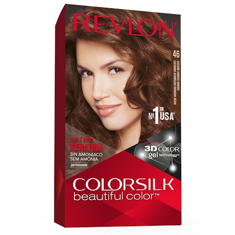 Tinte Permanente Sin Amoníaco Colorsilk Revlon N46 Castaño Cobrizo Dorado