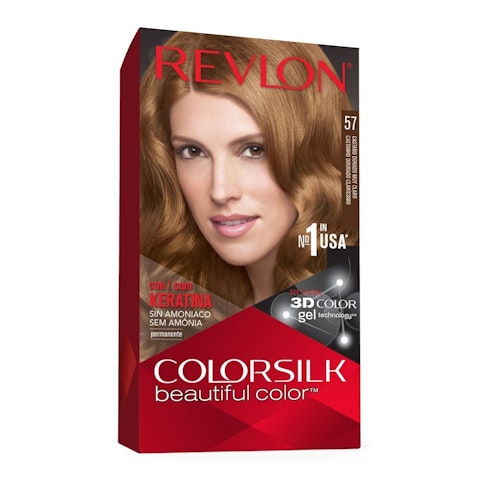 Tinte Permanente Sin Amoníaco Colorsilk Revlon N57 Castaño Dorado Muy Claro