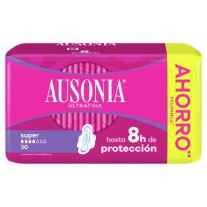 Compresas Ultrafinas Con Alas Super Ausonia 30 Uds