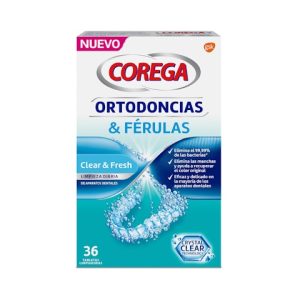 Tabletas Limpiadoras Clear & Fresch Ortodoncia Y Férulas Corega 36 Uds