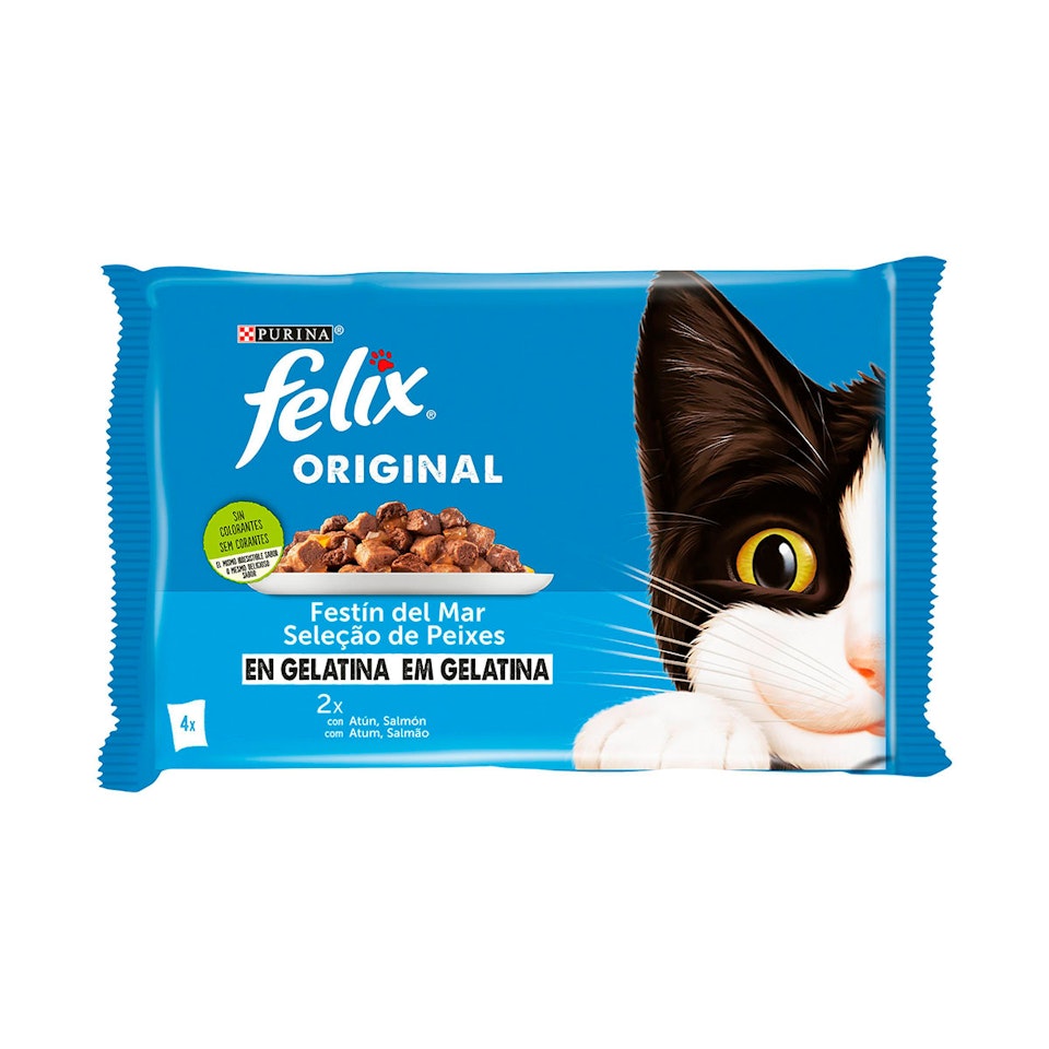 Comida Húmeda Gatos Festín Del Mar Gelatina Felix Original Pack 4x48G