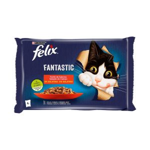 Comida Húmeda Gatos Festín De Sabores Gelatina Felix Fantastic Pack 4x48G