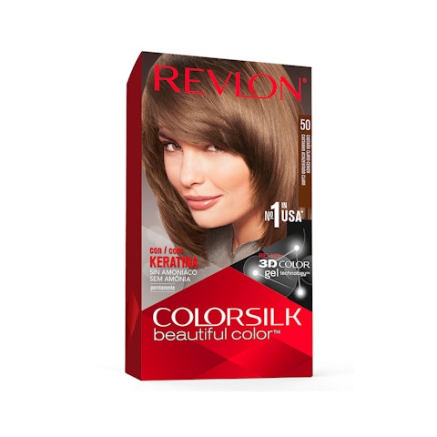 Tinte Permanente Sin Amoníaco Colorsilk Revlon N50 Castaño Claro Cenizo