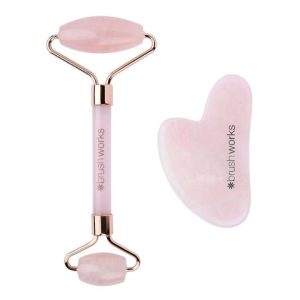 Rodillo Facial Cuarzo Rosa Y Gua Sha Brushworks