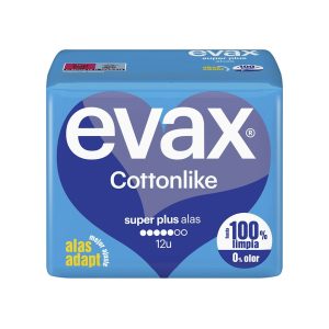 Compresas Con Alas Cottonlike Super Plus Evax 12 Uds