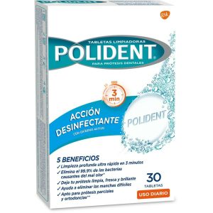 Tabletas Limpiadoras Prótesis Dental Acción Desinfectante Polident 30 Uds