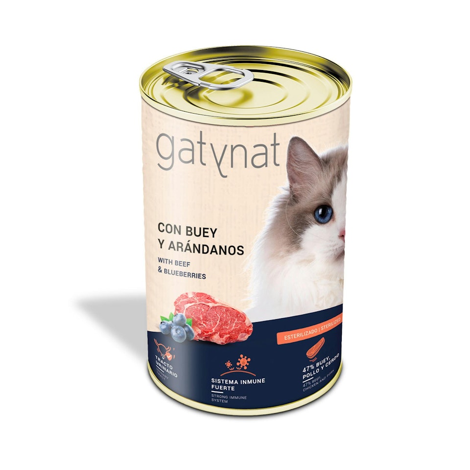 Comida Húmeda Gato Buey Y Arandanos Gatynat 400Gr