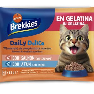 Comida Húmeda Gatos Daily Delice Salmón Y Atún Brekkies 4x85Gr