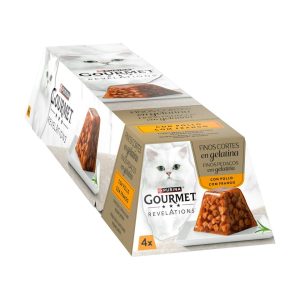 Comida Húmeda Gatos Revelations Pollo En Gelatina Purina Gourmet 4X57Gr