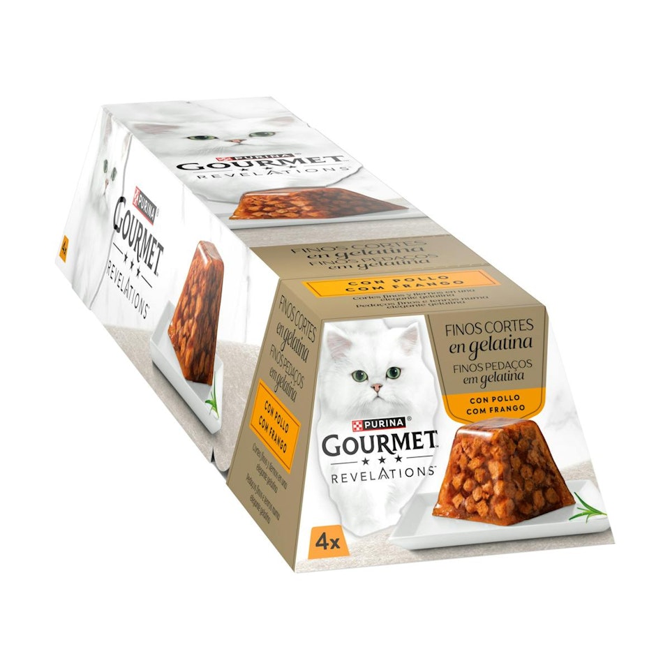 Comida Húmeda Gatos Revelations Pollo En Gelatina Purina Gourmet 4X57Gr