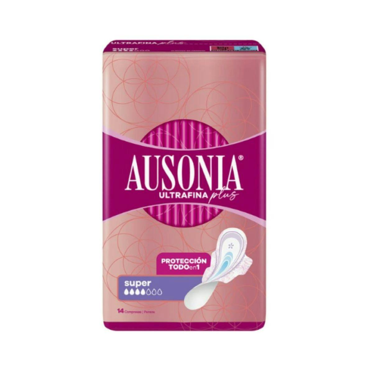 Compresas Ultrafinas Plus Con Alas Super Ausonia 14 Uds