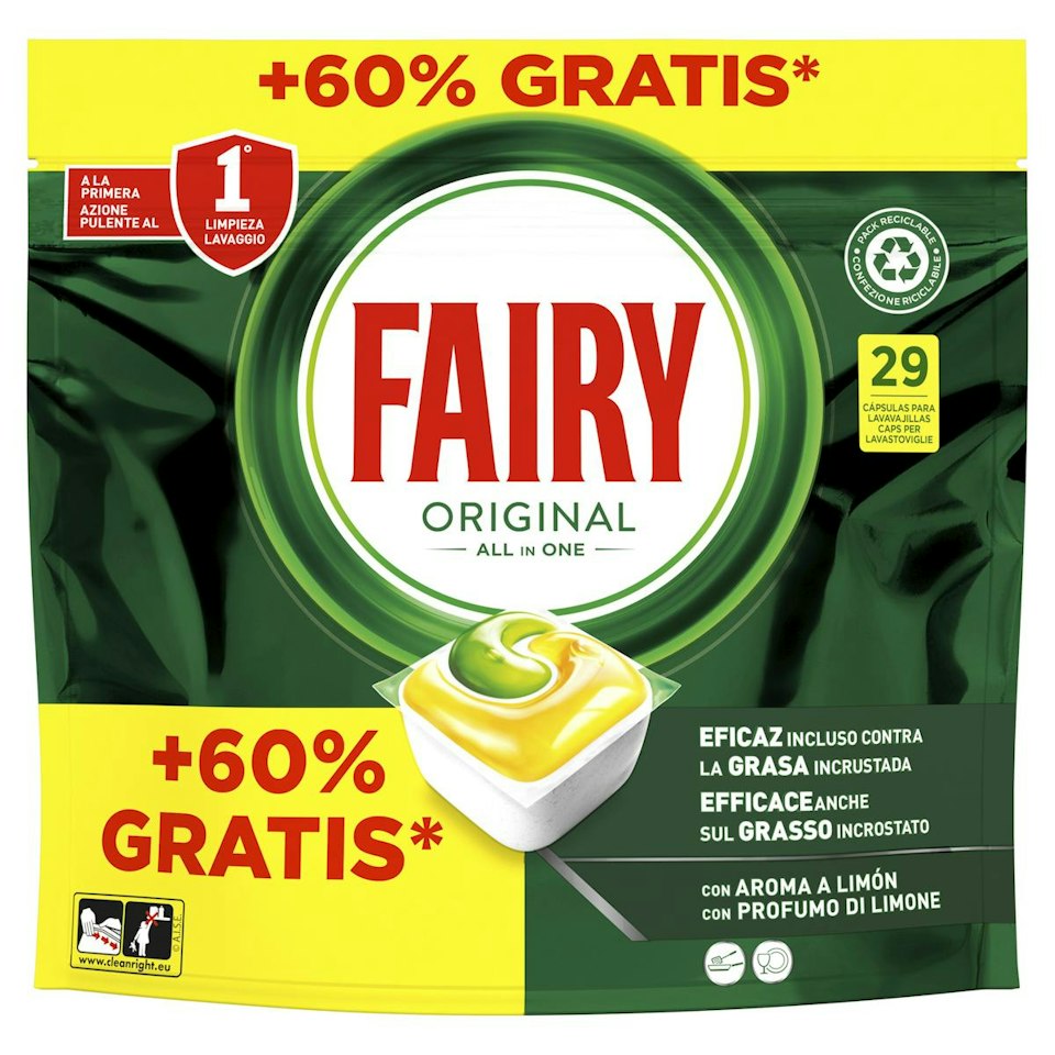 Lavavajillas En Cápsulas Todo En Uno Limón Fairy Original 29 Uds
