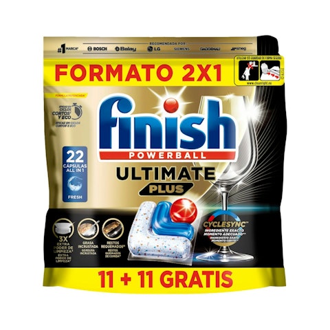 Lavavajillas En Cápsulas Ultimate Plus Finish 22 Uds