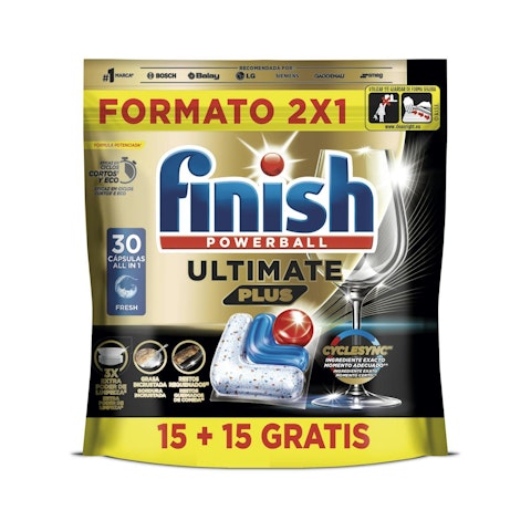Lavavajillas En Cápsulas Ultimate Plus Finish 15+15 Uds