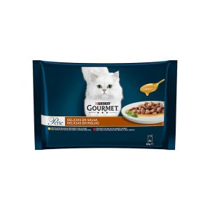Comida Húmeda Gatos Delicias En Salsa Carnes Gourmet Perle Pack 4X85G