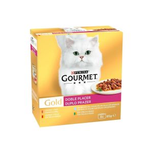 Comida Húmeda Gatos Doble Placer Gourmet Gold Pack 8X85G