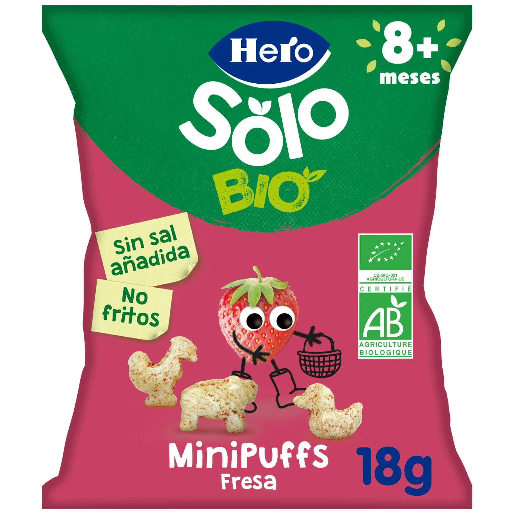 Snack Minipuffs Fresa Hero Solo 18Gr