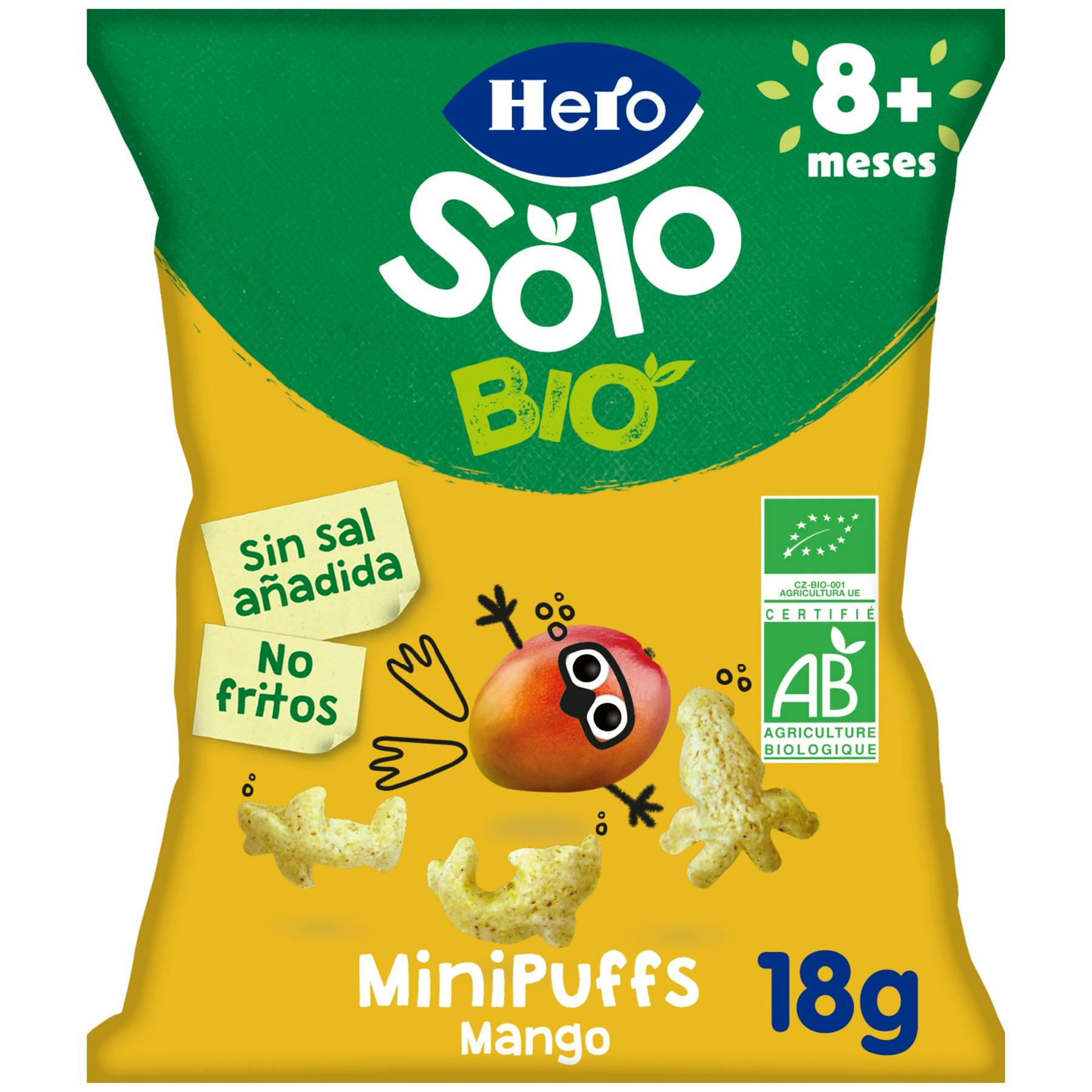 Snack Minipuffs Mango Bio Hero Solo 18Gr