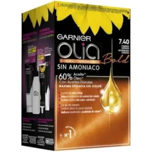 Tinte Permanente Sin Amoníaco Garnier Olia N7.4 Cobrizo Intenso