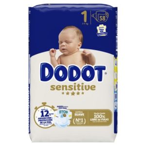 Pañales Sensitive Talla 1 (2-5 Kg) Dodot 58 Uds
