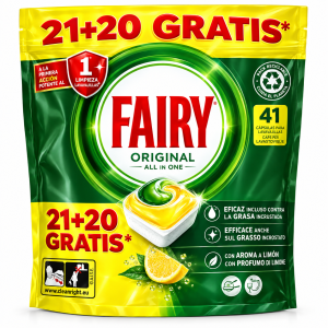 Lavavajillas En Cápsulas Todo En Uno Limón Fairy Original 21+20 Uds