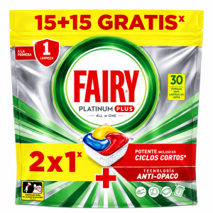 Lavavajillas En Cápsulas Todo En Uno Fairy Platinum Plus 15+15 Uds