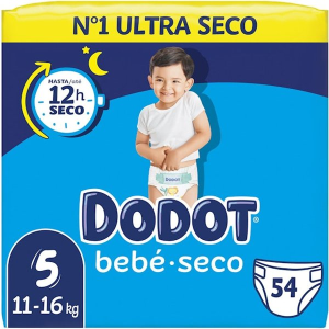 Pañales Bebé Seco Talla 5 (11-16 Kg) Dodot 54 Uds