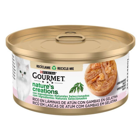 Comida Húmeda Gatos Gelatina Atún y Gambas Gourmet Nature's Creations 70G